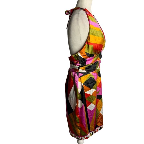 Rubber Ducky Halter Mini Dress L Multicolored V Neck Lightly Padded Zipper - Picture 5 of 6